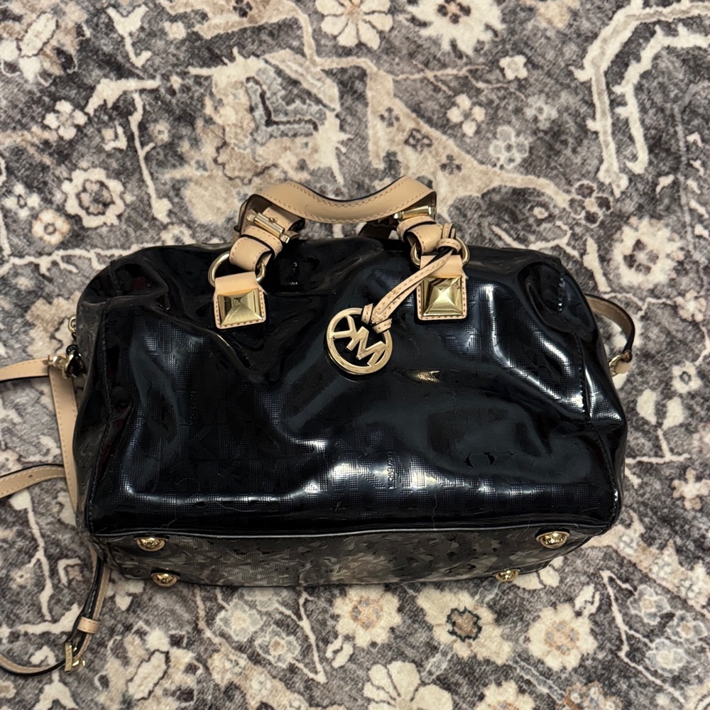 Michael Kors Black and Tan Satchel